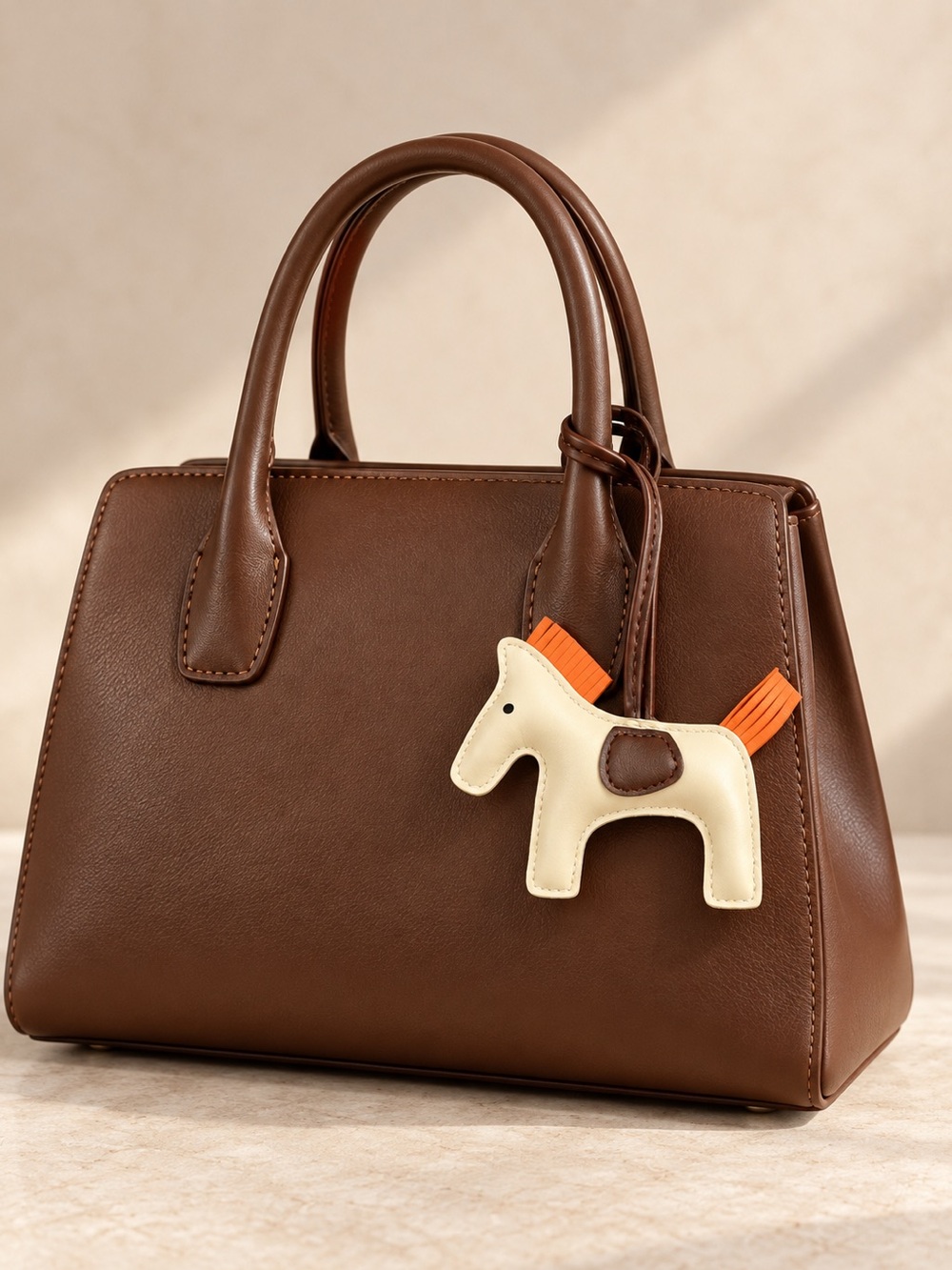 Cream & Brown Horse Charm with Wristlet Loop bag charm 🤎 🧡